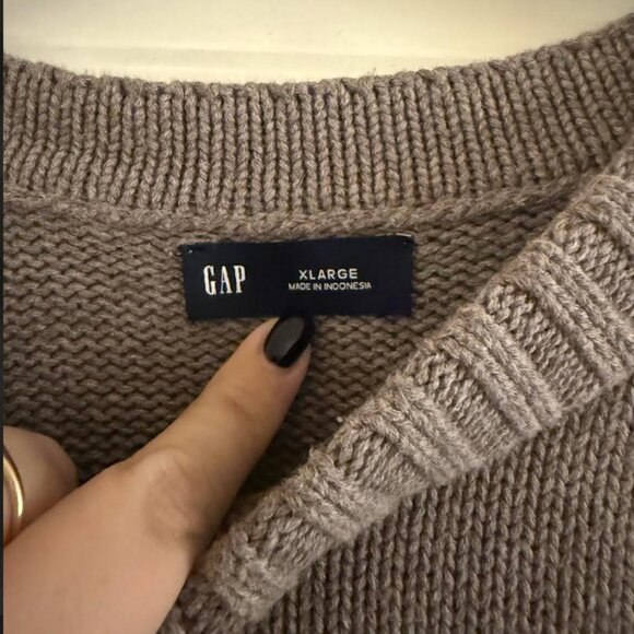 NWOT Gap 100% Cotton Oversized Sweater in Toasted Almond Brown - Picture 5 of 5